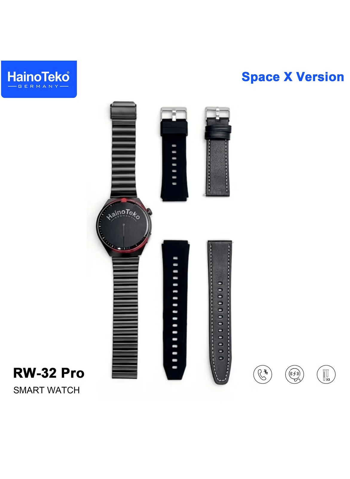 Haino Teko Germany RW-32 AMOLED Display Smart Watch with 3 Strap