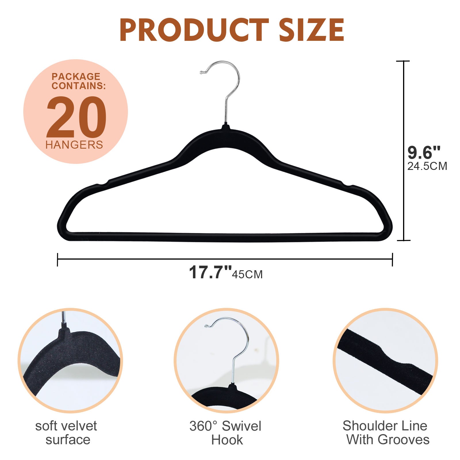 Non Slip Felt Hangers Space Saving Clothes Hanger