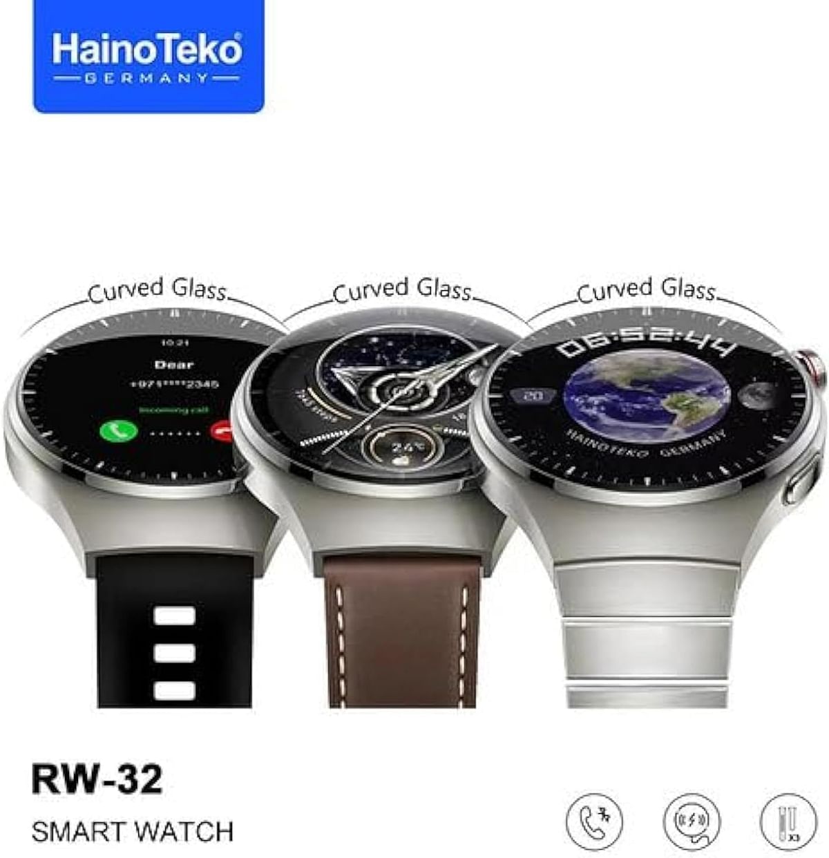 Haino Teko Germany RW-32 AMOLED Display Smart Watch with 3 Strap